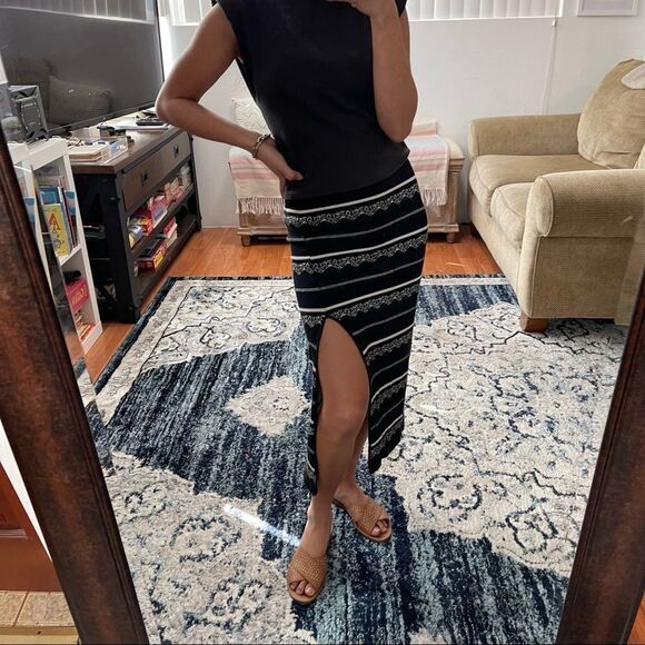 Free People slit pencil skirt in nordic stripe - Picture 3 of 11